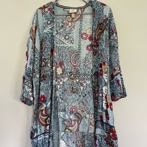 Thin thread short sleeve cardigan long size Small